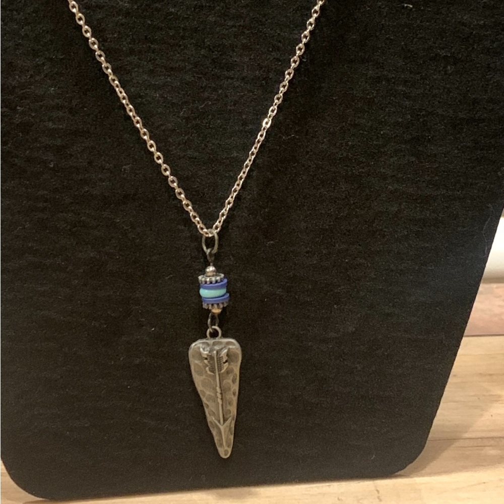 Silver and Blue Pendant Necklace